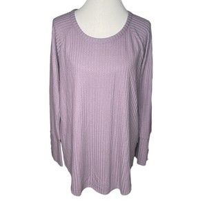 Chaser Waffle Thermal Knit Button Cuff Long Sleeve Shirt Purple Size XXL